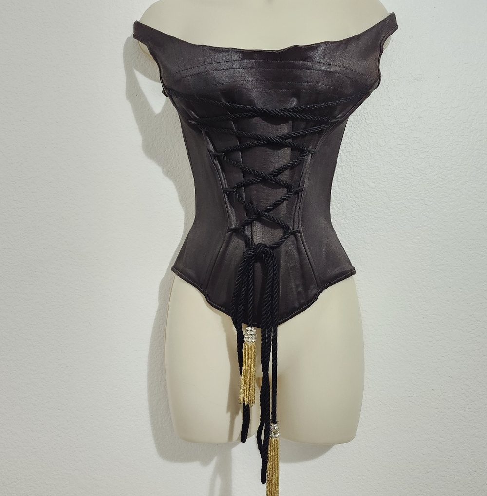 MET GALA WORTHY Satin Dress Corset Crystal Tassels PREOWNED VINTAGE